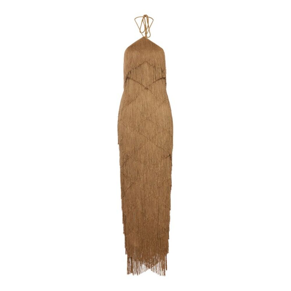 Bless Women Long Halter Dress With Fringes